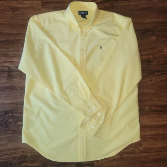 Ralph Lauren Shirt Boys Size 20 Yellow LS Button-Down 100% Cotton - Picture 7 of 16
